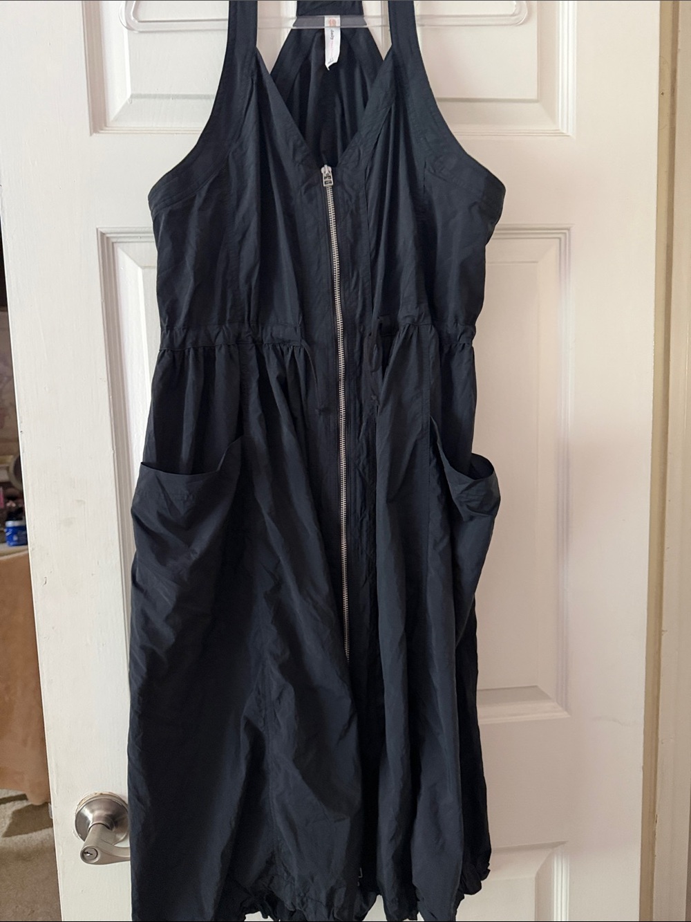 Anthropologist Daily Practice Black Zip-Front Dress with Pockets